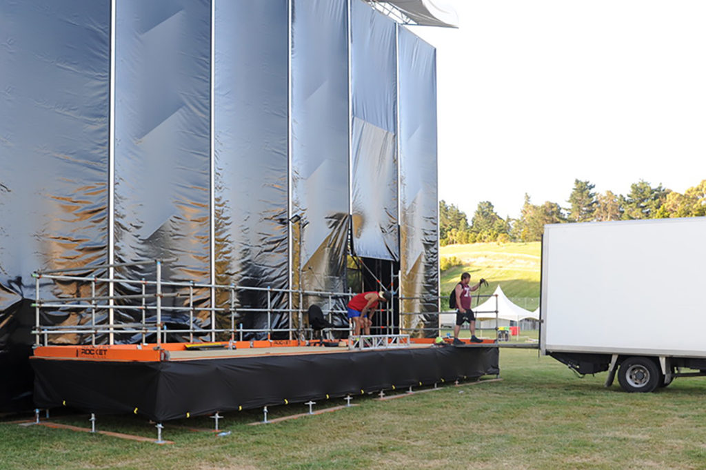 A backstage loading bay using Layher Allround Scaffolding