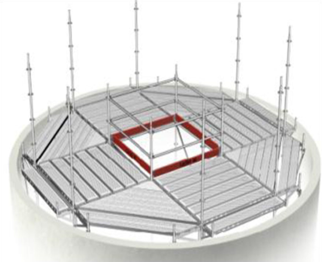 circular silo tank using layher allround scaffold