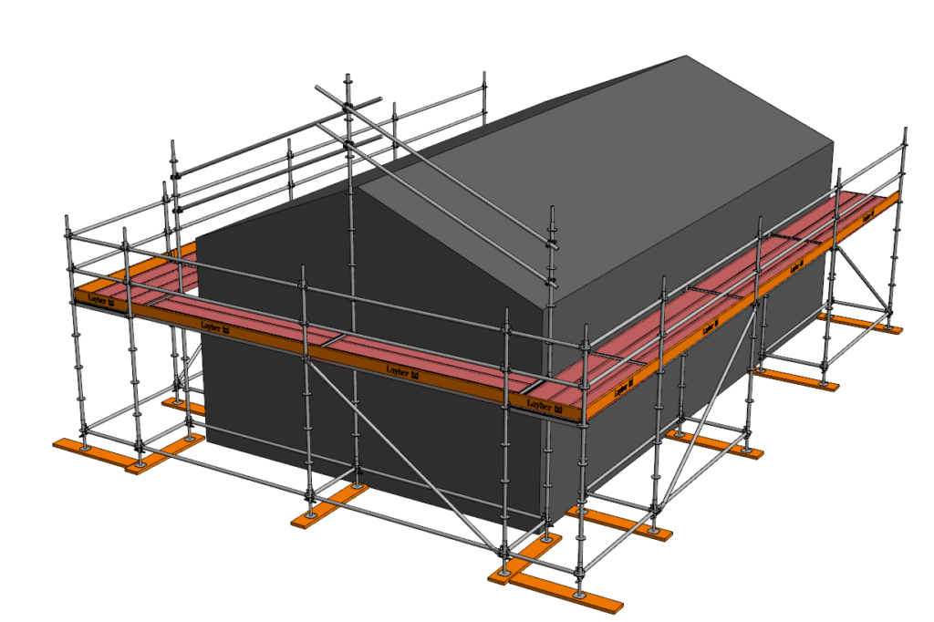 Roof edge protection using Layher Allround Scaffolding system