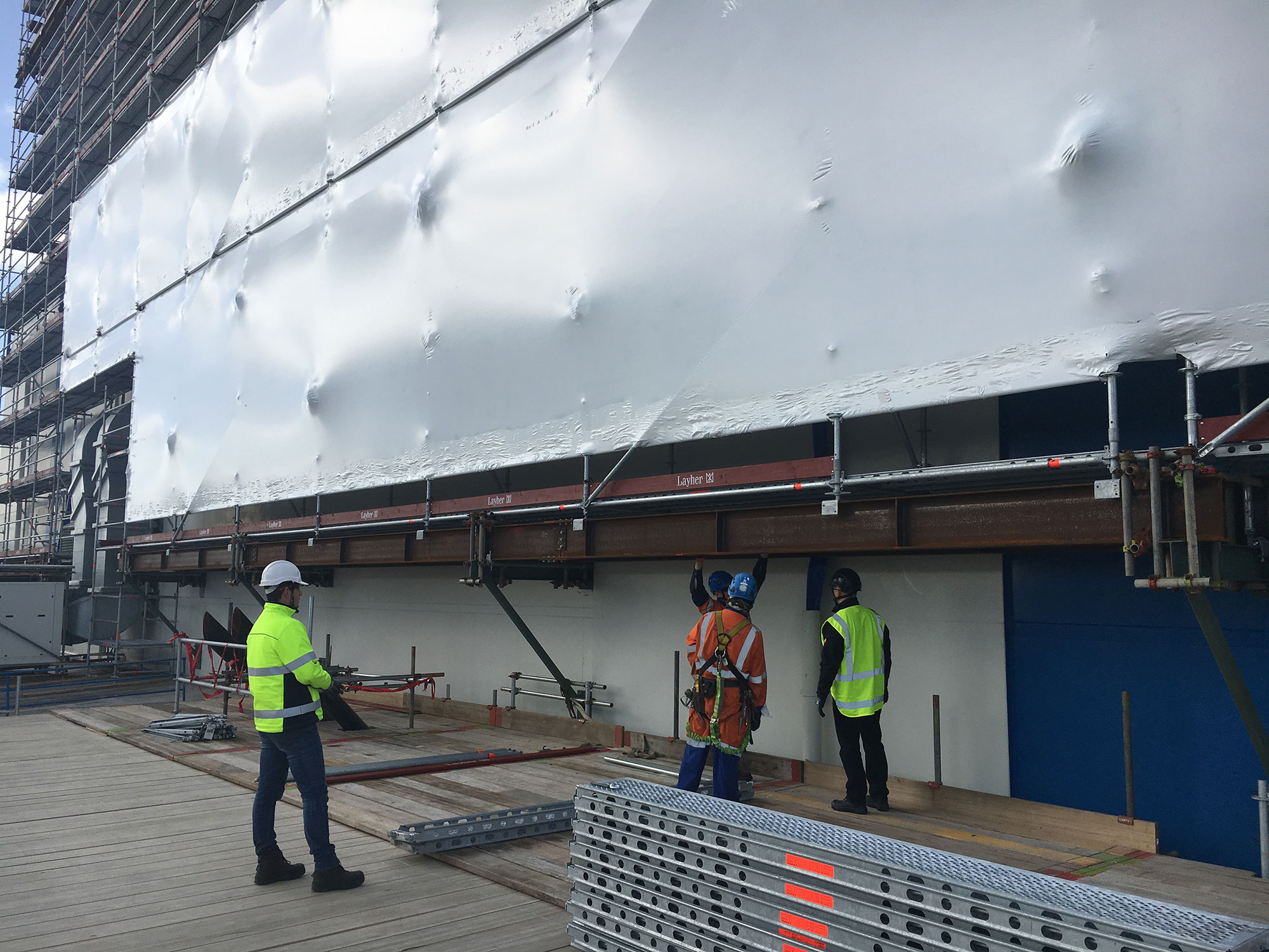 Layher's engineering team provided DIALOG Fitzroy extensive support which assisted in this complicated scaffold build - Fonterra Waitoa Scaffold