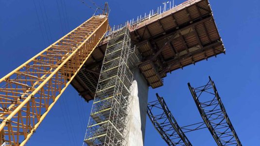 Transmission Gully Bridge scaffolding stair access
